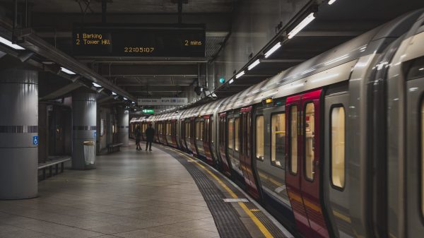 person near train